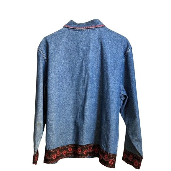 Vintage Life Style Women’s Denim Jacket Button Front Embroidered  Size Medium Sk - Picture 6 of 11